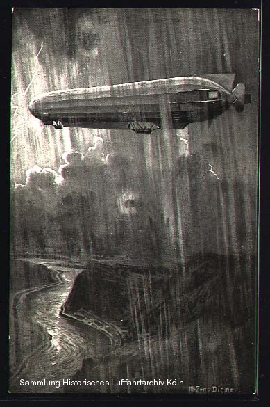 Sturmfahrt von Graf Zeppelin ÃƒÂ¼ber dem Rhein von Frankfurt nach KÃƒÂ¶ln
