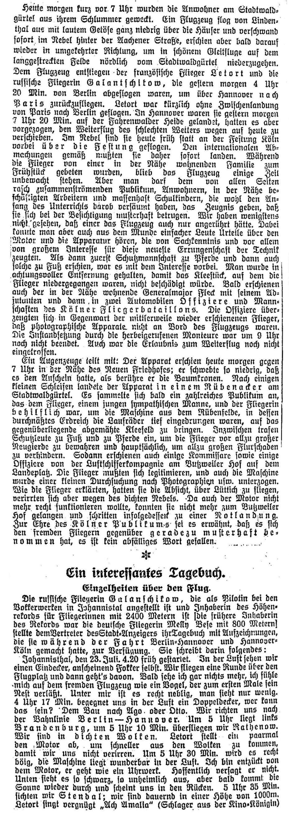 Zeitungsartikel Lon Letore und Lyubov Golanchikova in Kln auf dem Butzweilerhof - Teil 2