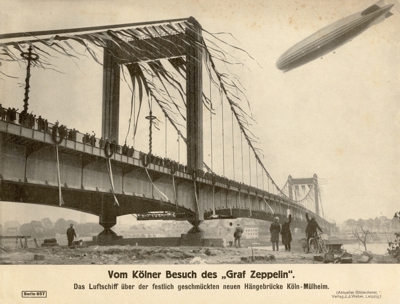 Einweihung der Mülheimer Brücke am 13. Oktober 1927 mit dem Luftschiff LZ 127 "Graf Zeppelin"