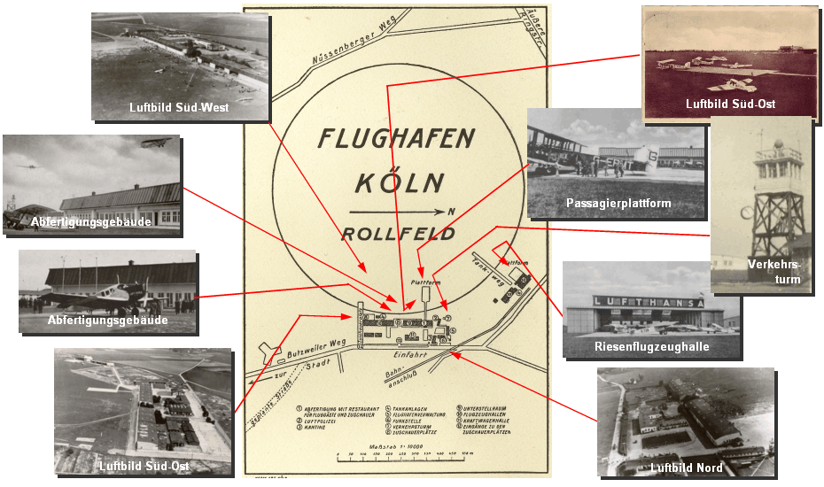 Verschiedene Ansichten des  Flughafens Köln Butzweilerhof 