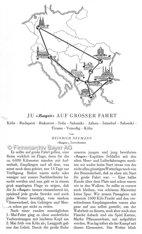 Die Bayer-Ju auf groer Fahrt ber Budapest, Bukarest, Sofia, Saloniki, Athen, Istanbul, Saloniki, Tirana, Venedig, Kln