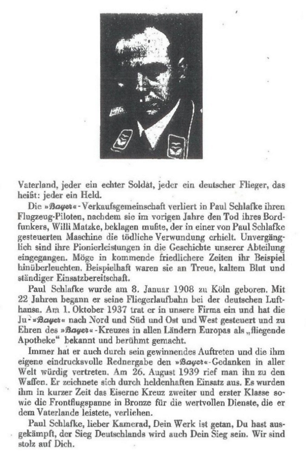 Nachruf auf Flugkapitn der Bayer-Ju 52 D-AOHU Paul Schlaffke