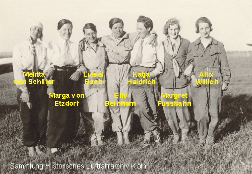 Damenkunstflugmeisterschaft in Hangelar 1930 Teilnehmerinnen