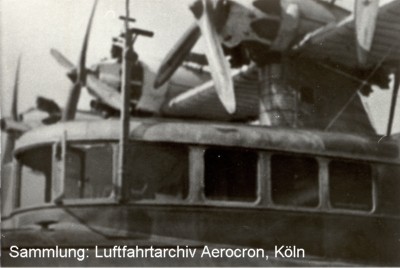 Nahaufnahme der DoX an ihrem Ankerplatz in Riehler Floßhafen am 21.09.1932 in Köln