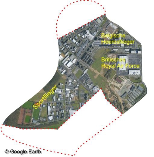 Ausdehnung des Flughafen Kln Butzweilerhof in den letzten einhundert Jahren.