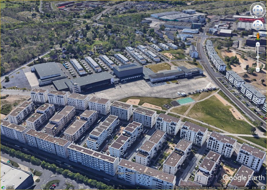 Enge Bebauung um den Butzweilerhof. Die Architektur wird erdrckt. Eine weitere Klkner Bausnde. 