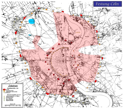 Entfestungskarte der Festung Cln - Mengenicher Front