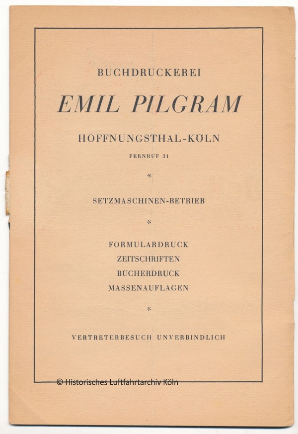 Programmheft des Volksflugtag 1934 in Kln auf dem Flughafen Butzweilerhof