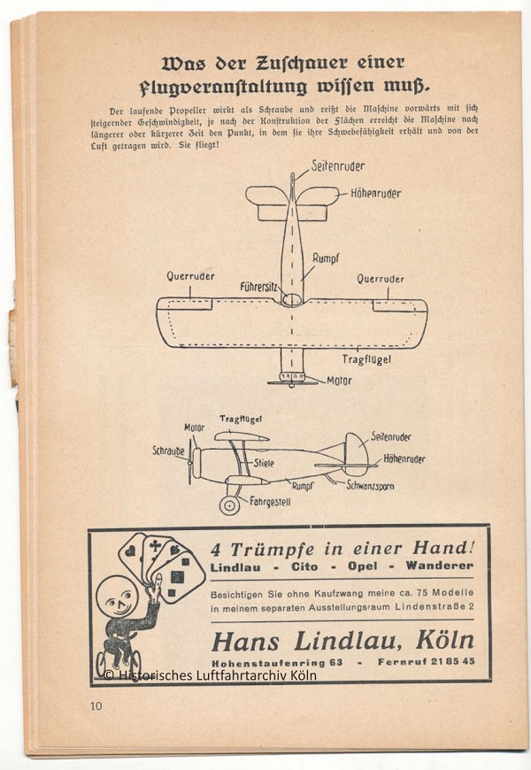 Programmheft des Volksflugtag 1934 in Kln auf dem Flughafen Butzweilerhof