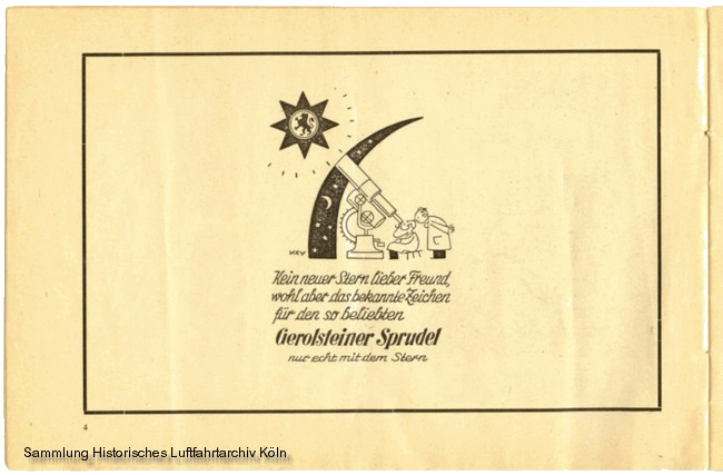 Volksflugtag 1935 Flughafen Kln Butzweilerhof Werbung Gerolsteiner Sprudel