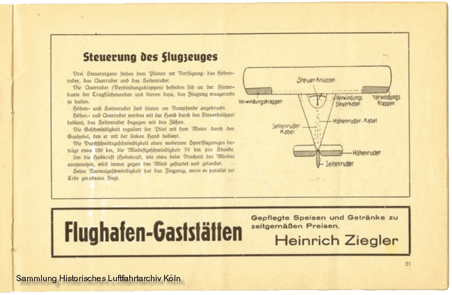 Volksflugtag 1935 Flughafen Kln Butzweilerhof Steuerung Flugzeug