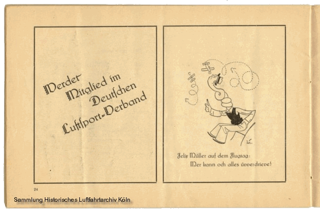 Volksflugtag 1935 Flughafen Kln Butzweilerhof werbung Mitglied im Deutschen Luftsport-Verband