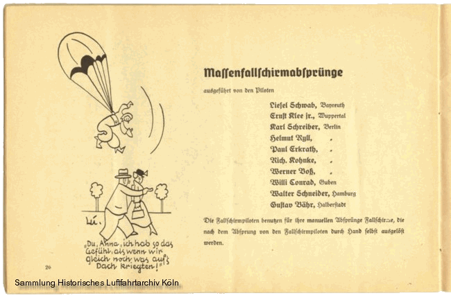 Volksflugtag 1935 Flughafen Kln Butzweilerhof Erklrung Massenfallschirmabsprnge