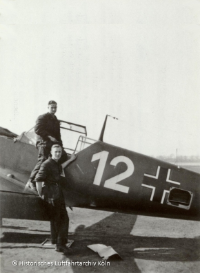 Eine Me 109 fr technische Lehrgnge der Luftwaffe auf dem Flughafen Butzweilerhof