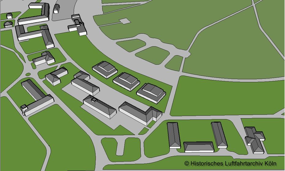 Architekturmodell des Fliegerhorst Kln-Ostheim Ansicht Sd