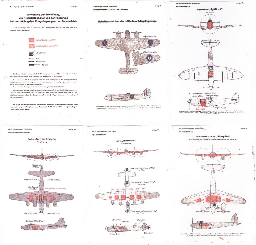 Flugzeugerkennungsblatt der Luftwaffenhelfer