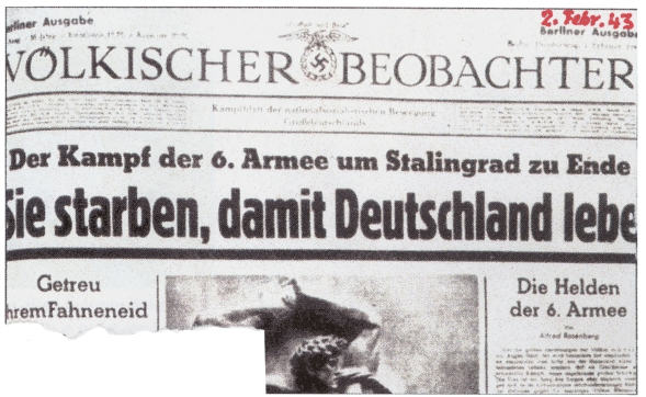 Zeitungsartikel 6. Armee Stalingrad