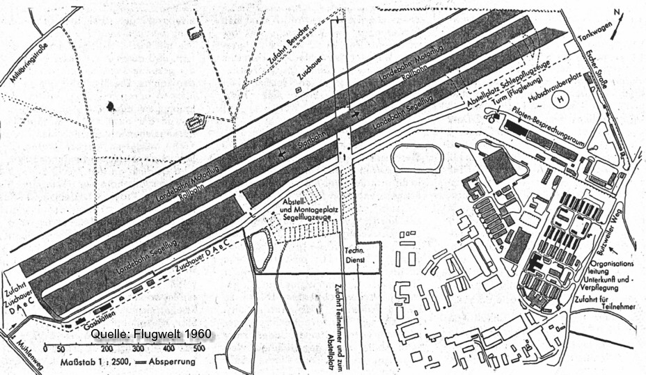 Lageplan der Segelflugweltmeisterschaft 1960 Köln Butzweilerhof