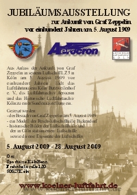 Ausstellungsplakat 2009 - Sonderausstellung in der Stadtsparkasse K�lnBonn "Ankunft von Graf Zeppelin in C�ln"